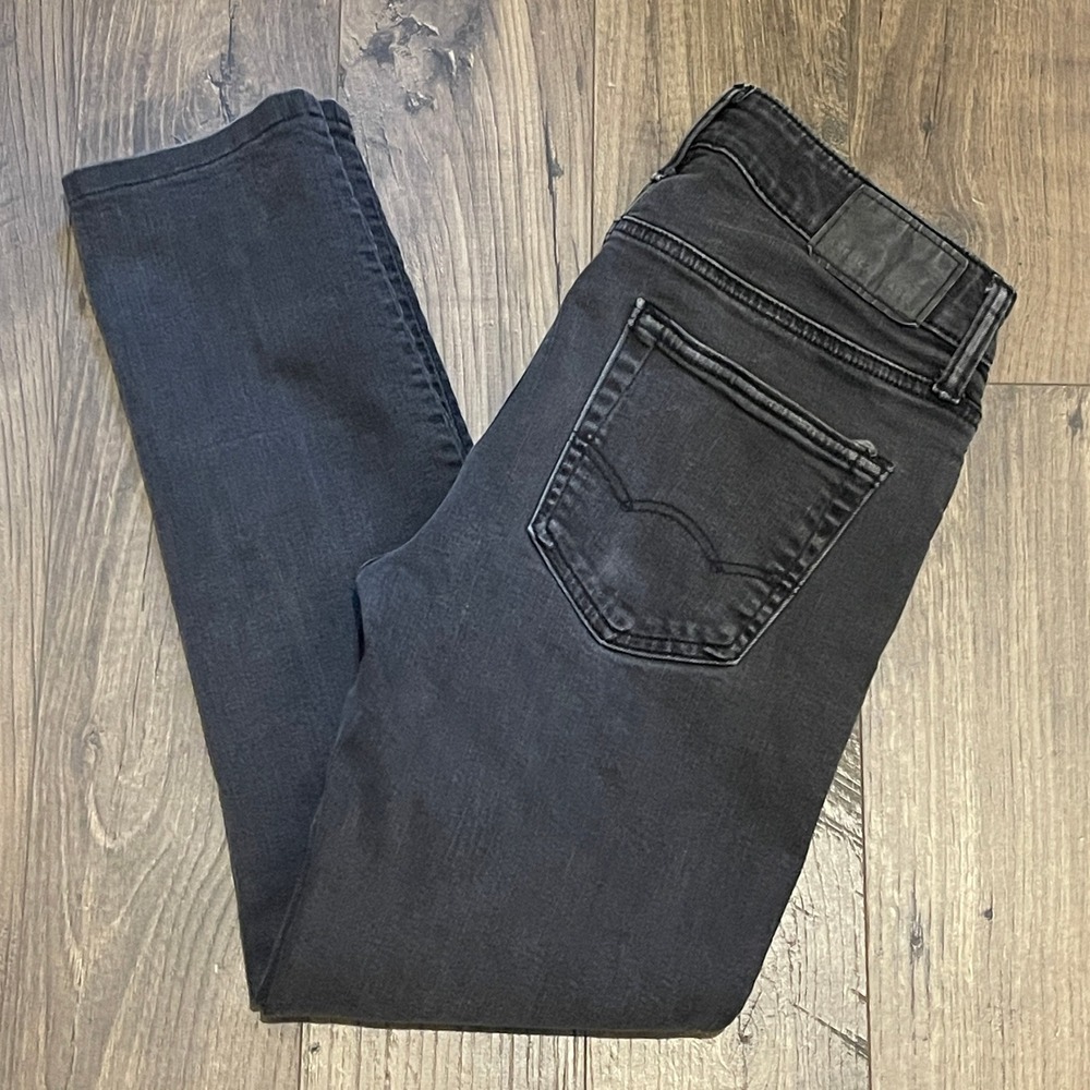 American Eagle Airflex+ Skinny Jeans Mens 29x30 Washed Black Stretch Denim